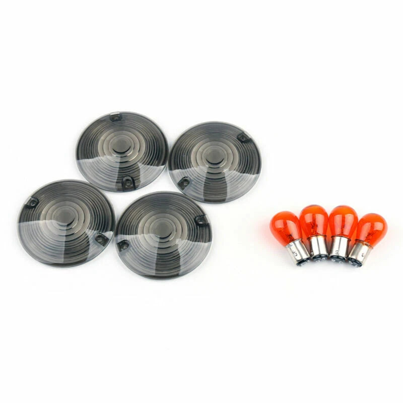 4x Smoke Turn Signal Lens for Harley Road King Touring Glide (1986-2007)
