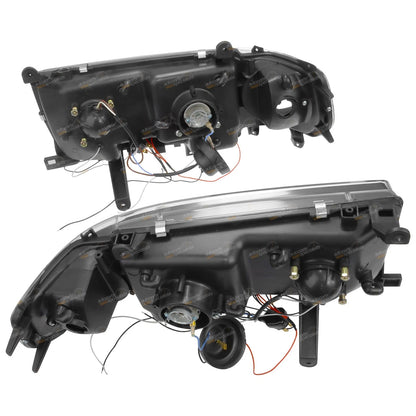Angel Eyes LED Projector Headlights BLACK for Landcruiser 80 Series (1989–1997)