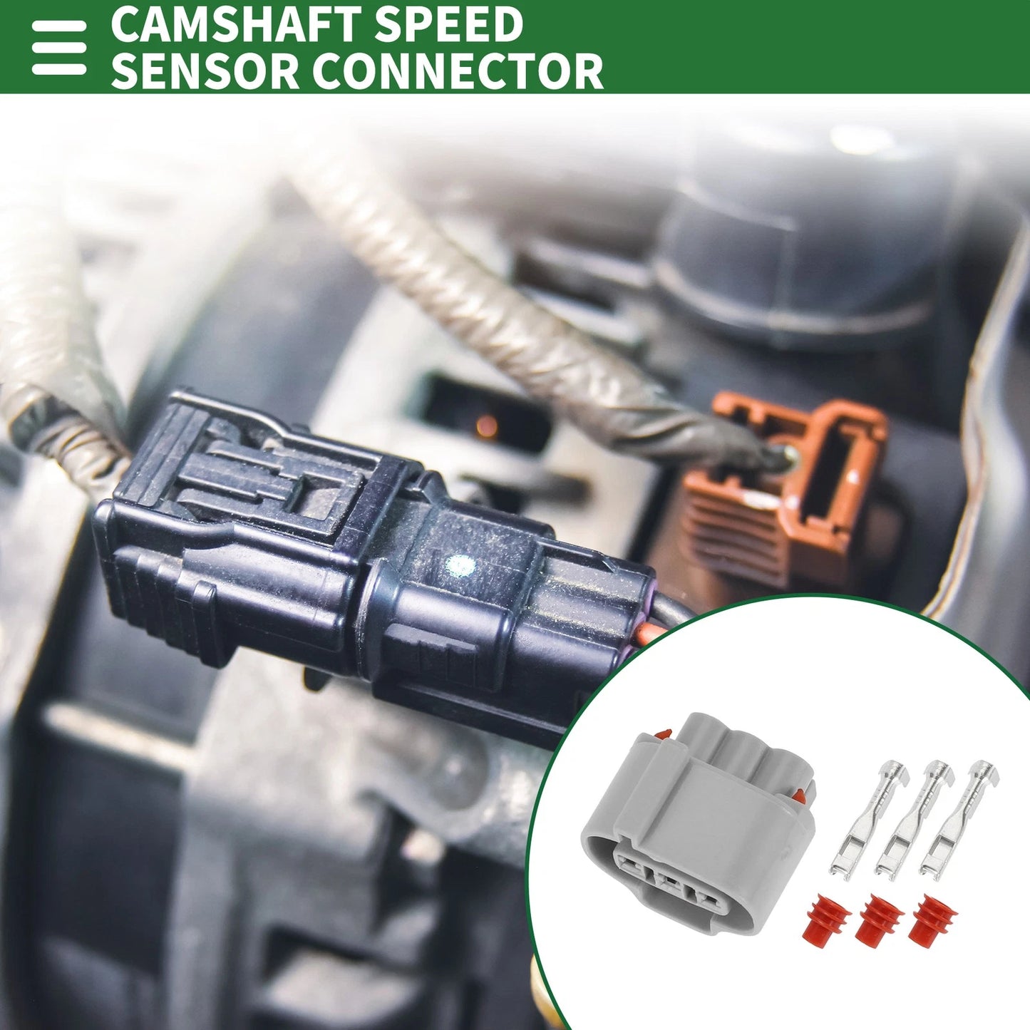 3 Pin Camshaft Speed Sensor Connector Female Wire Terminal 1 Set for Toyota