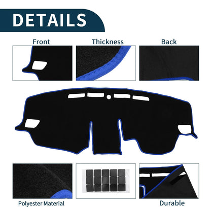 Dashboard Cover Mat for Toyota RAV4 (2019-2024) - Black Blue 1 Set