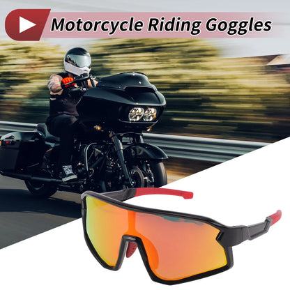 Motorcycle Riding Goggles Red Lens Red Frame PC Tri-Acetyl Cellulos for Motorcycle