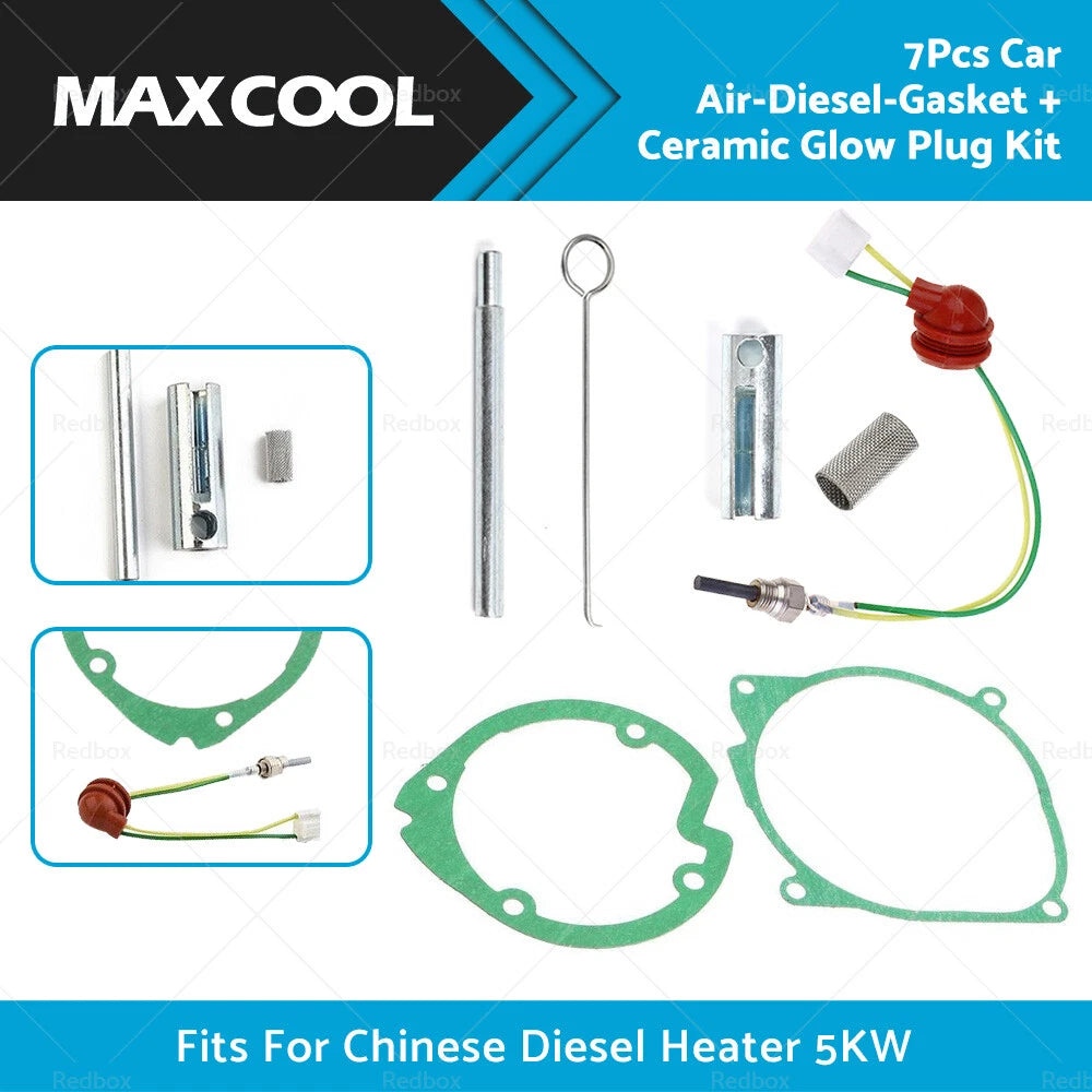 7Pcs Gasket & Ceramic Glow Plug Kit for Diesel Heater 5KW