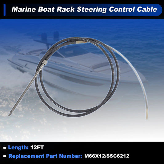 12 ft M66X12 Marine Boat Rack Steering Control Cable Black for Boat