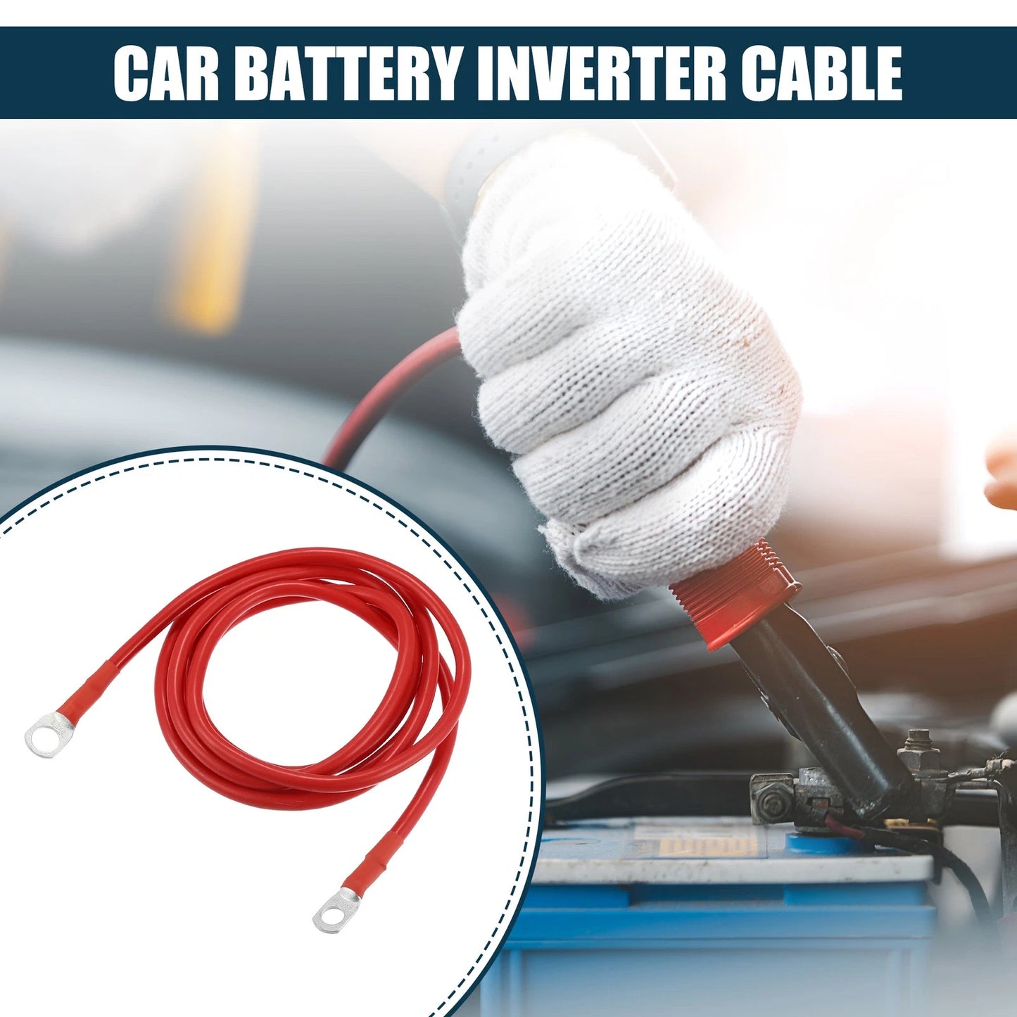 Car Battery Inverter Cable 5/16-3/8 6ft Red