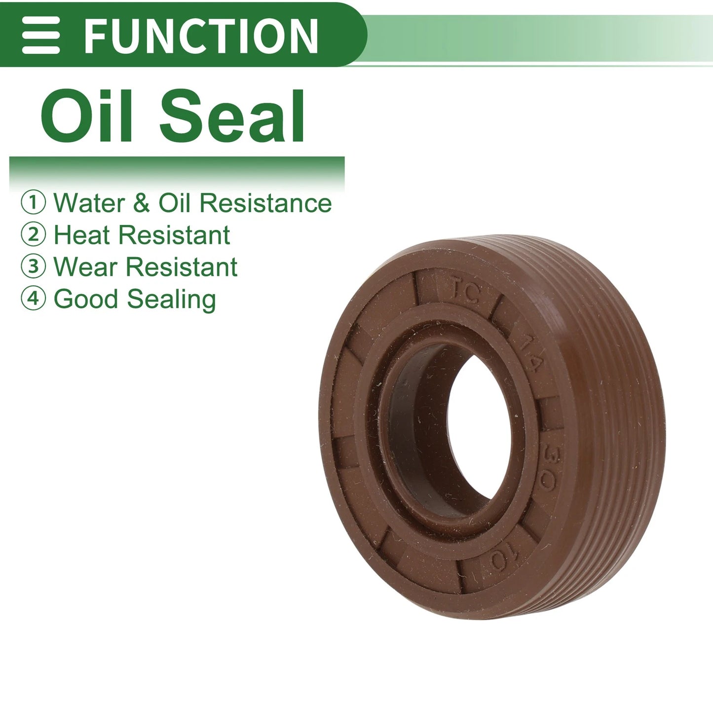 Oil Seal 14x30x10mm 5 Pcs FKM Rubber High Pressure Brown