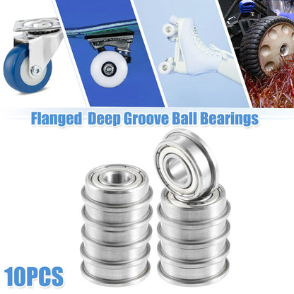 10 x 6x15x5mm Single Row Flanged Bearings Deep Groove Ball Bearings for F696ZZ