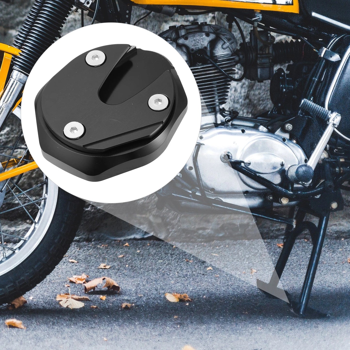Kickstand Extension Pad Set / Black for Honda DAX