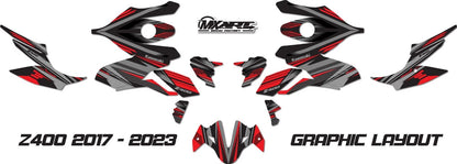 Kawasaki Z400 2017-2023 Strike Red Graphics Decals Stickers