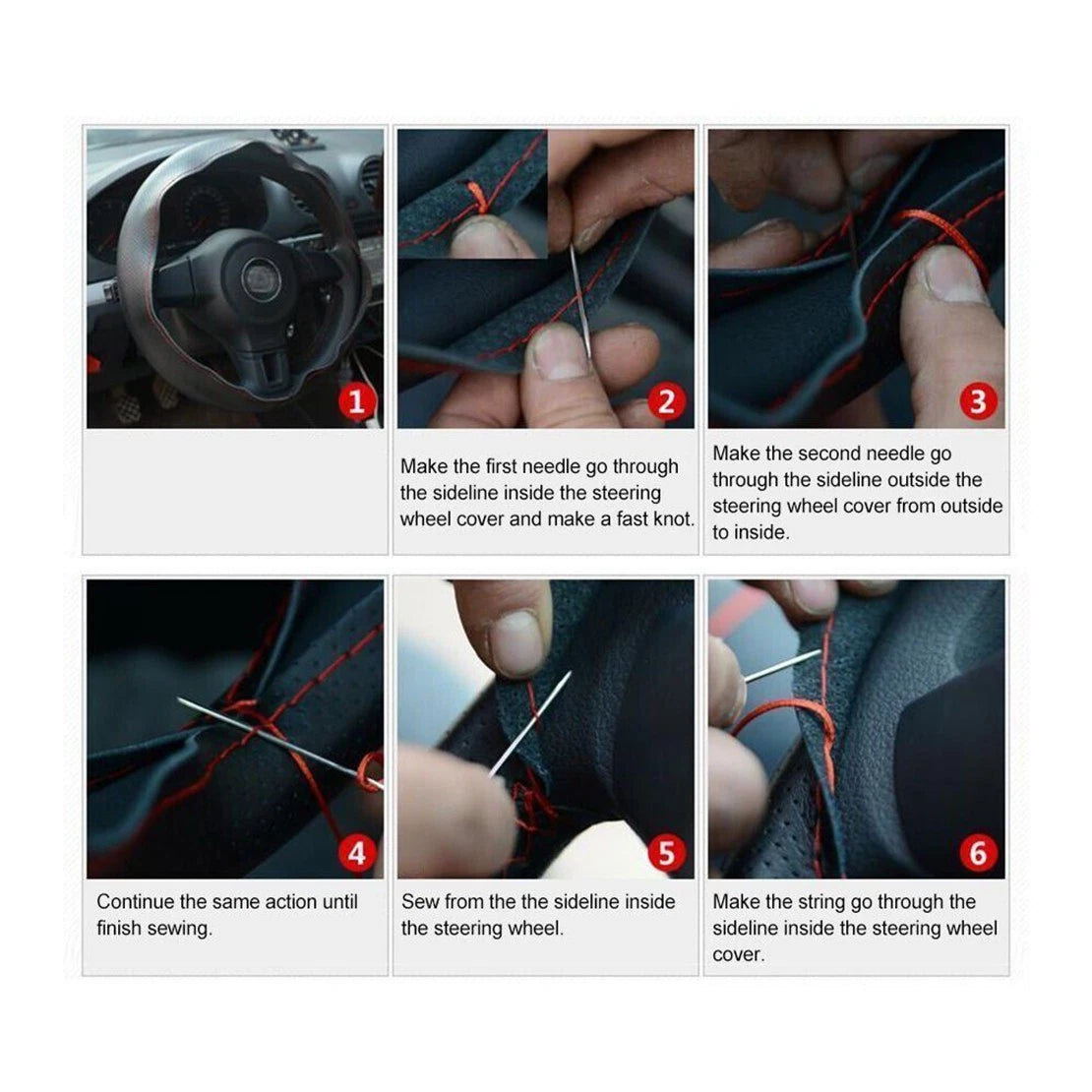 15" Microfiber Leather Car Steering Wheel Cover Soft Breathable