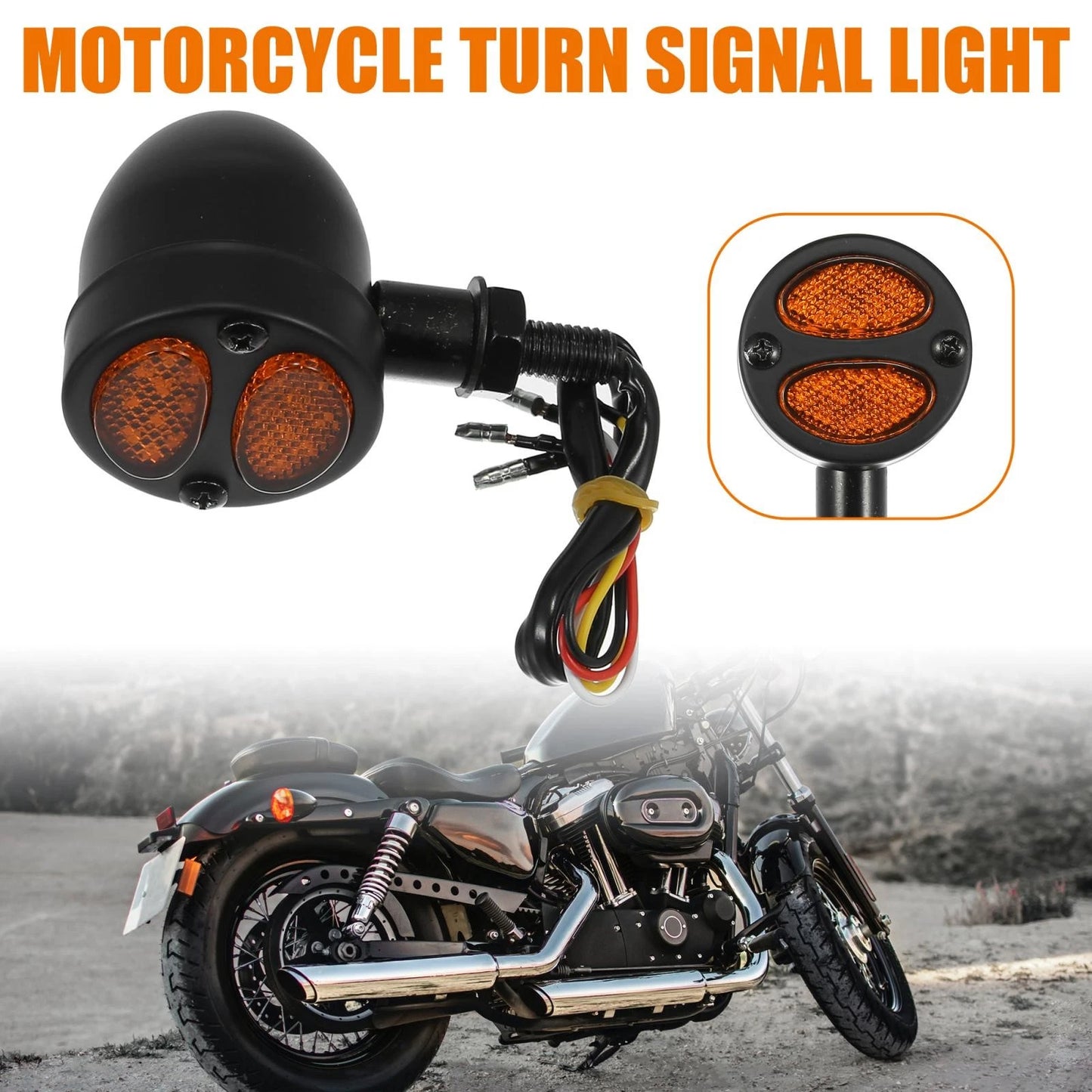 Pair / 2 x Motorcycle Turn Signal Light 4 Wire LED for Harley