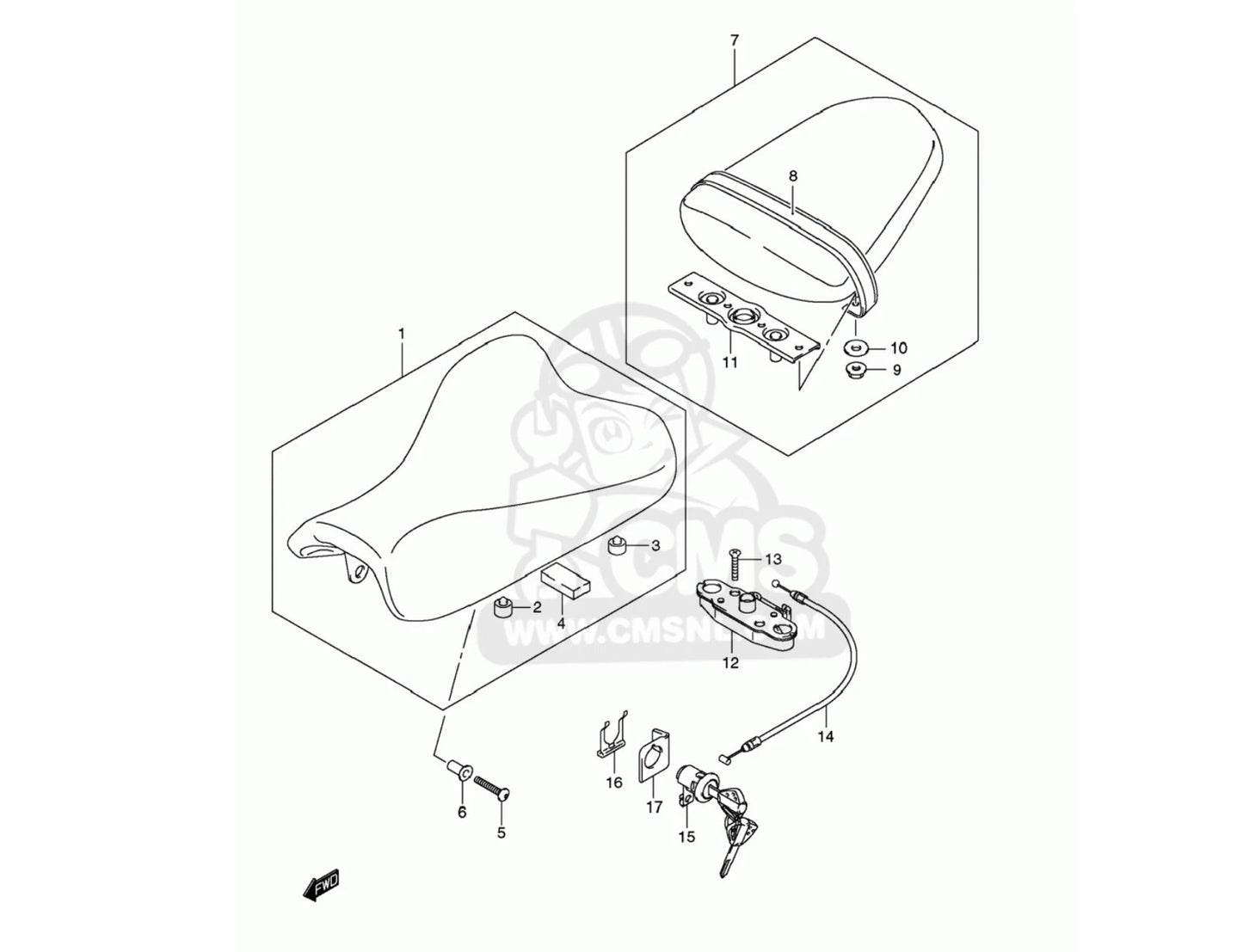 Bolts 2 x Rear Seat Shoulder Bolts for Suzuki