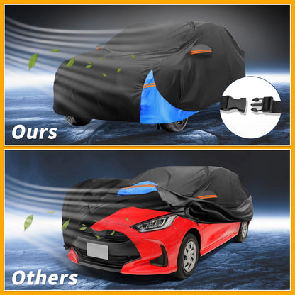 Waterproof Car Cover for Toyota Yaris (210D-PU) Black Blue (2006-2020)
