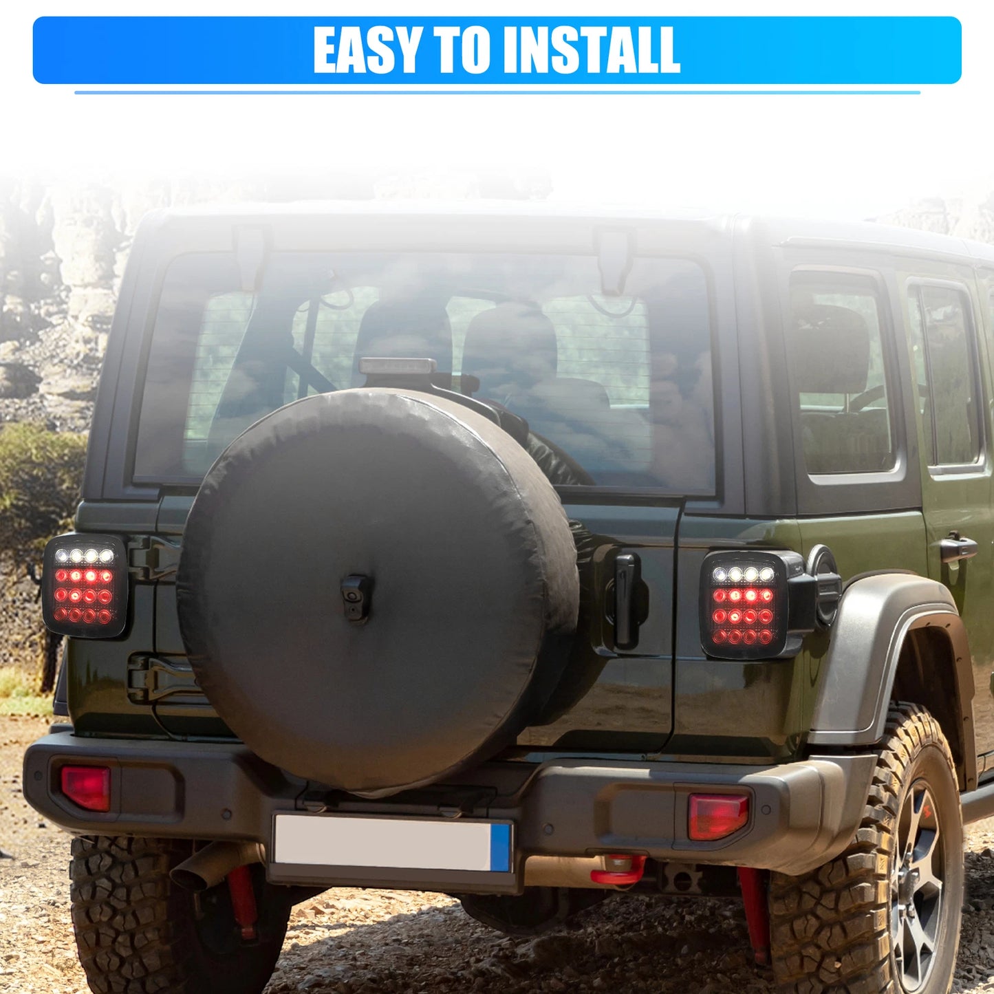 LED Bar Tail Lights  Square Brake Turn Signal Reverse for Jeep Wrangler