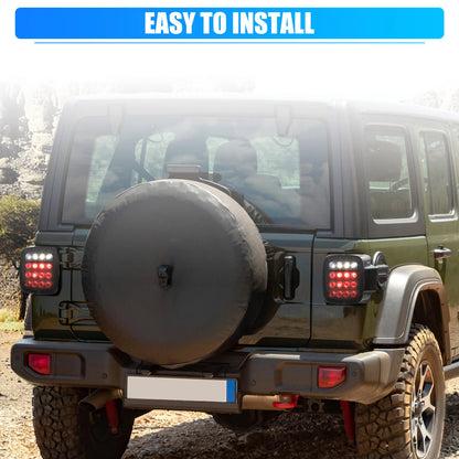 LED Bar Tail Lights  Square Brake Turn Signal Reverse for Jeep Wrangler