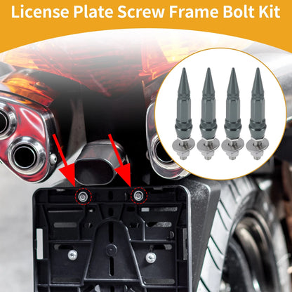 M6 License Plate Screws Cover 82mm Aluminum 4 Pcs for Universal Motorcycle