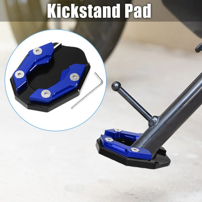 Aluminum Alloy Kickstand Plate Pad for Yamaha XMAX NMAX (Black/Blue)