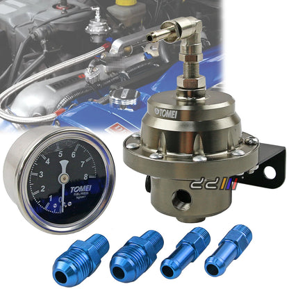 Adjustable Fuel Pressure Regulator w/ Gauge for JDM Turbo EFI Engine
