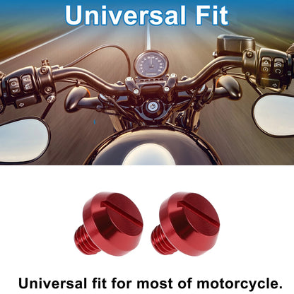 2 x Mirror Hole Plugs Left M8x1.25 Motorcycle Mirror Screws Red for Motorcycle