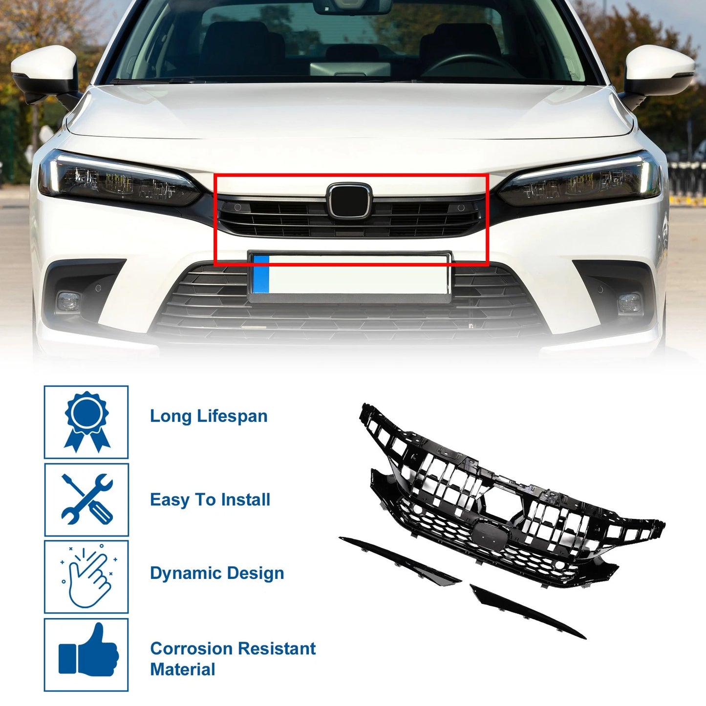 Hood Bumper Grille for Honda Civic Type-R Facelift (2016-2021)
