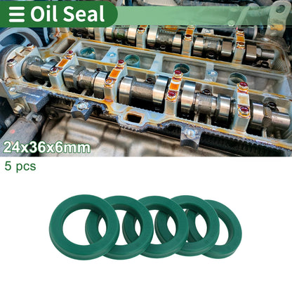 Oil Seal / 24x36x6mm / Rotary Shaft Seal TPU High Pressure Green 5 Pcs