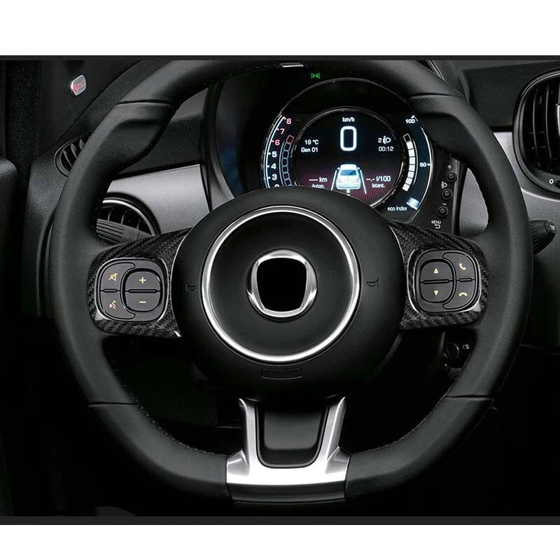 Carbon Fiber Steering Wheel Button Trim for Fiat 500 2020-2023