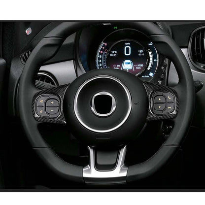 Carbon Fiber Steering Wheel Button Trim for Fiat 500 2020-2023