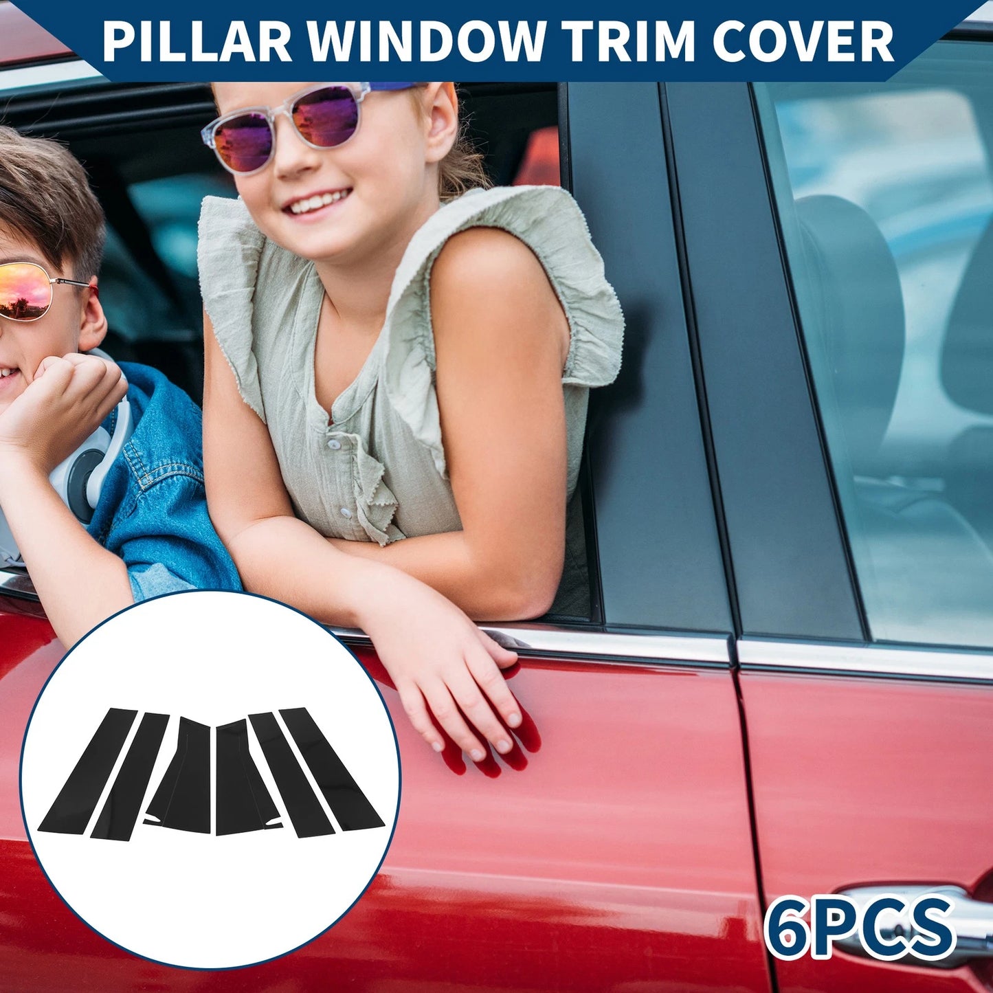 6 Pcs Door Pillar Window Trim for Honda HR-V (2023-2024) Black