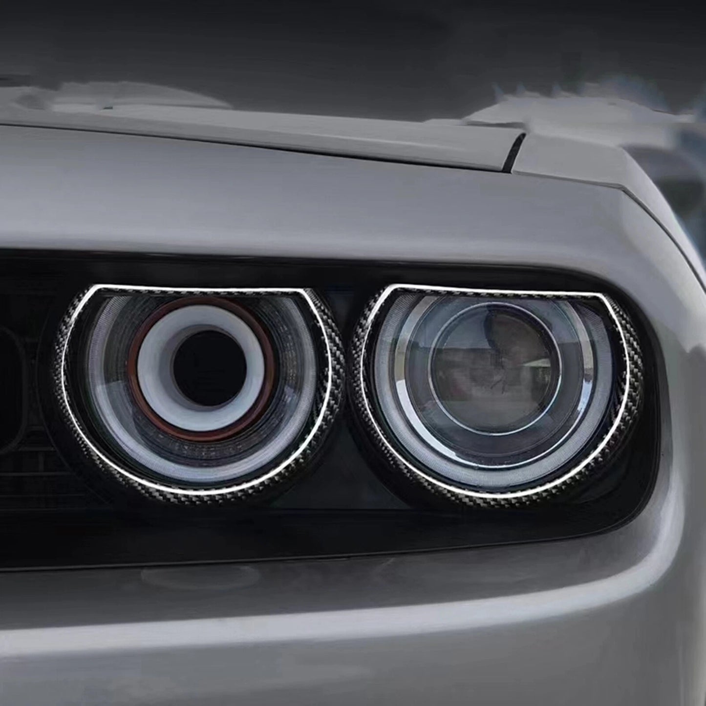 Carbon Fiber Headlight Trim Covers for Dodge Challenger (2015-2023)