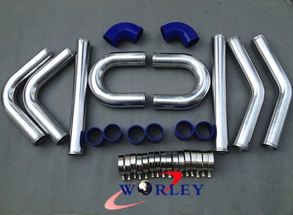 2.5" Blue Aluminum Turbo Intercooler Pipe Kit for Universal Fit