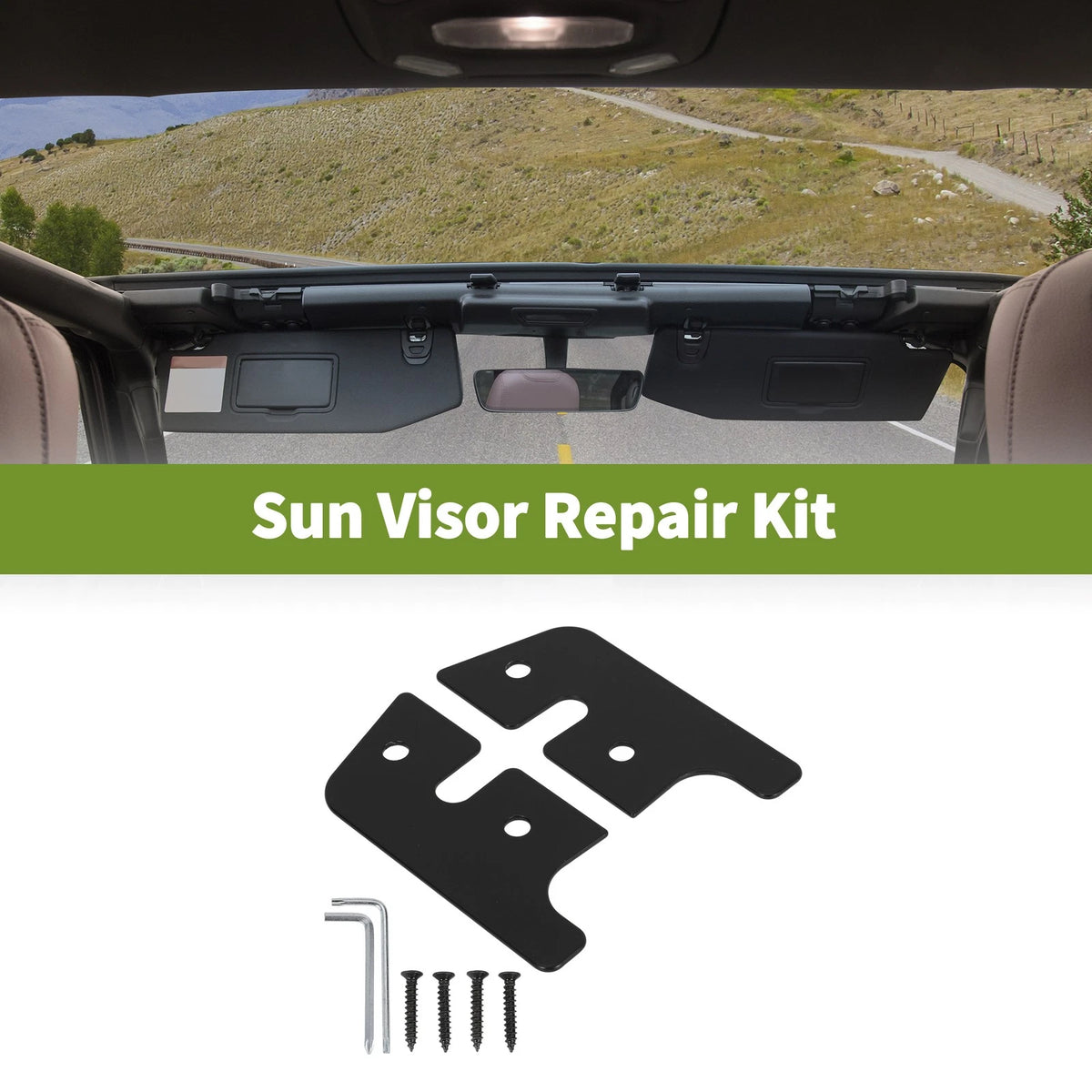 Sun Visor Repair Kit  Aluminum Alloy for Jeep Wrangler (2007-2018)