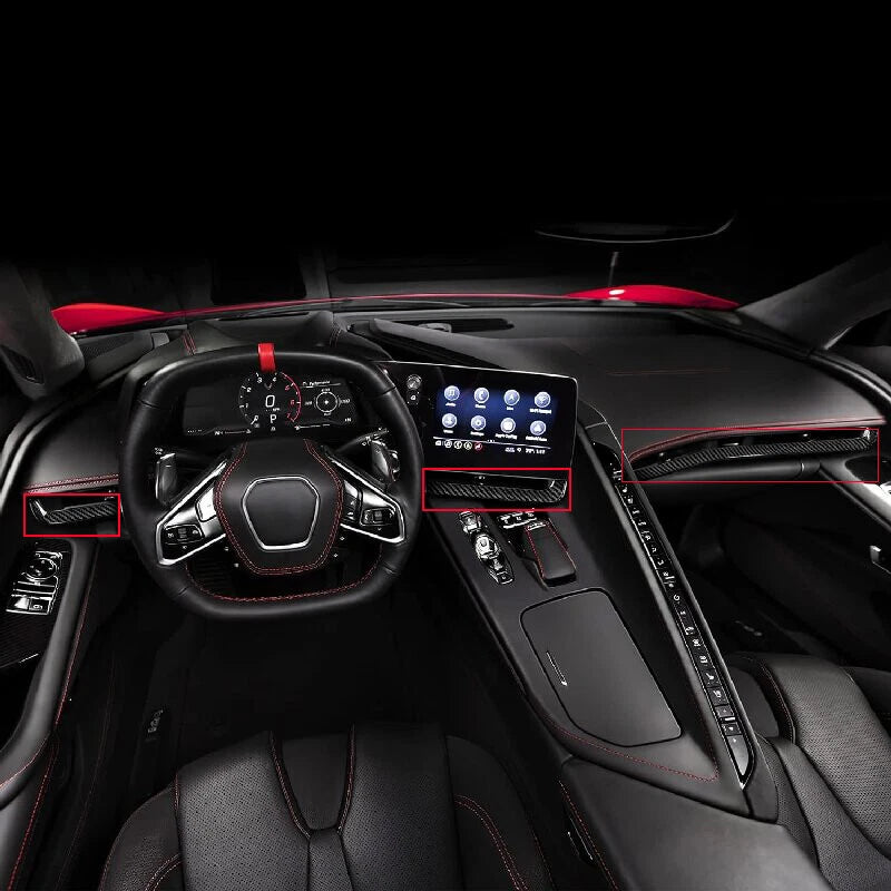 Carbon Fiber Console Dashboard Panel Cover Trim Strip for Corvette C8 2020-2022
