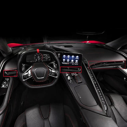 Carbon Fiber Console Dashboard Panel Cover Trim Strip for Corvette C8 2020-2022