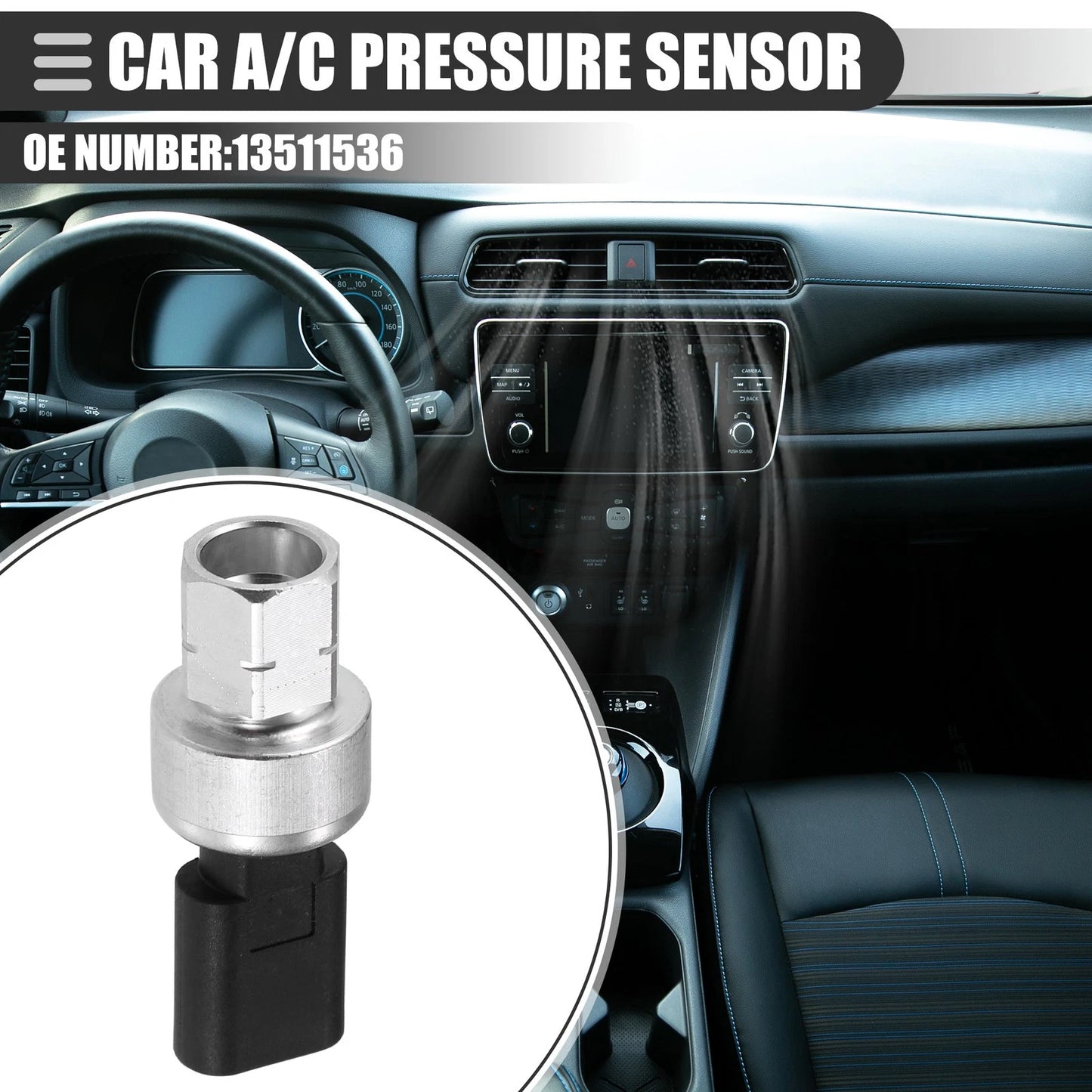 A/C Pressure Transducer Valve Metal Black for Buick Encore (2020–2022)