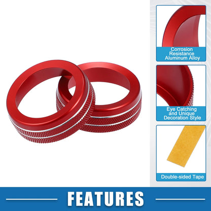AC Radio Switch Knob Cover Decals for Dodge Durango 2014-2020 Red (3 pcs)