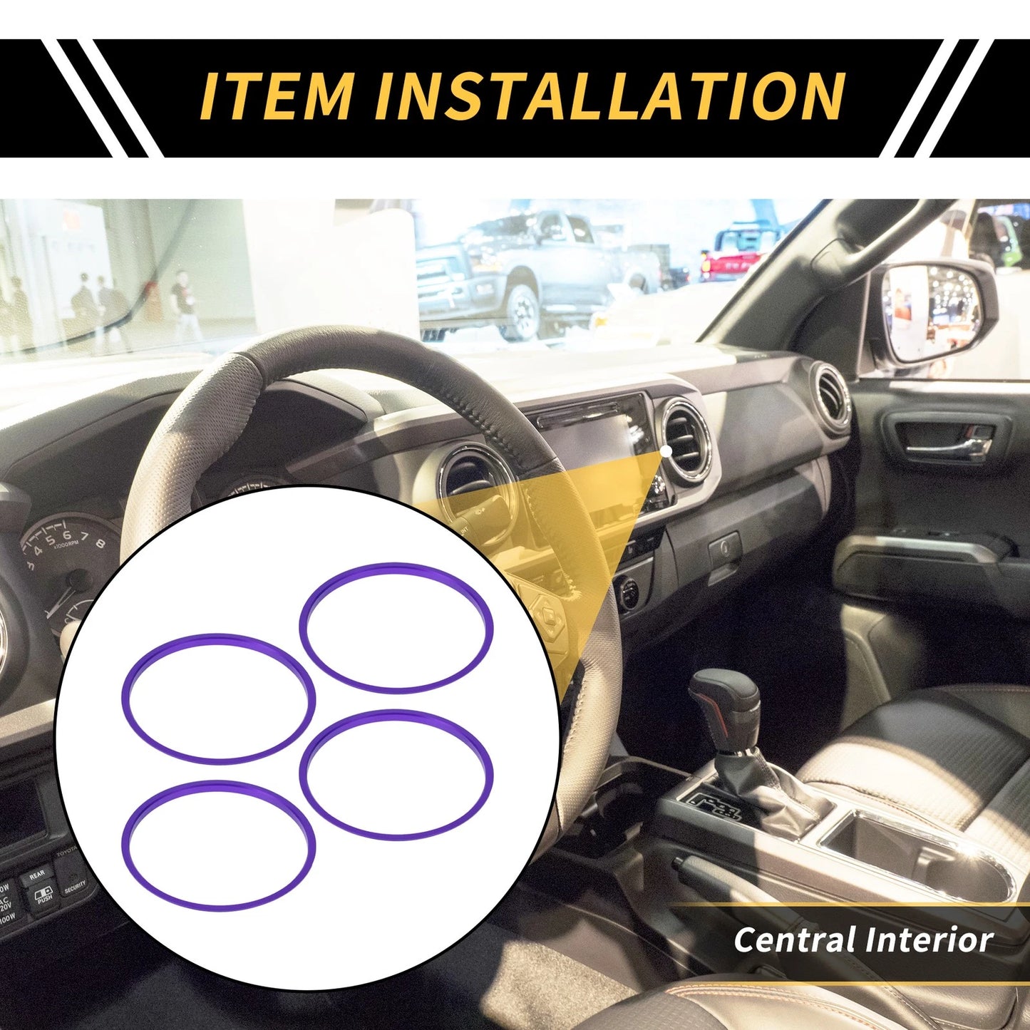 AC Vent Dashboard Decoration Rings for Toyota Tacoma (2016-2021) - 4 Pcs Purple