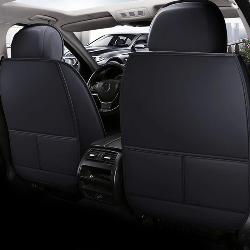 Black PU Leather Front Seat Covers for Chevy Silverado GMC Sierra (2007-2023)
