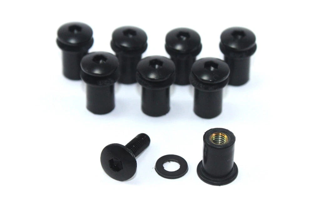 8x Black Aluminium Wind Shield Bolts for Aprilia RSV 1000 RS 50 250 RS250