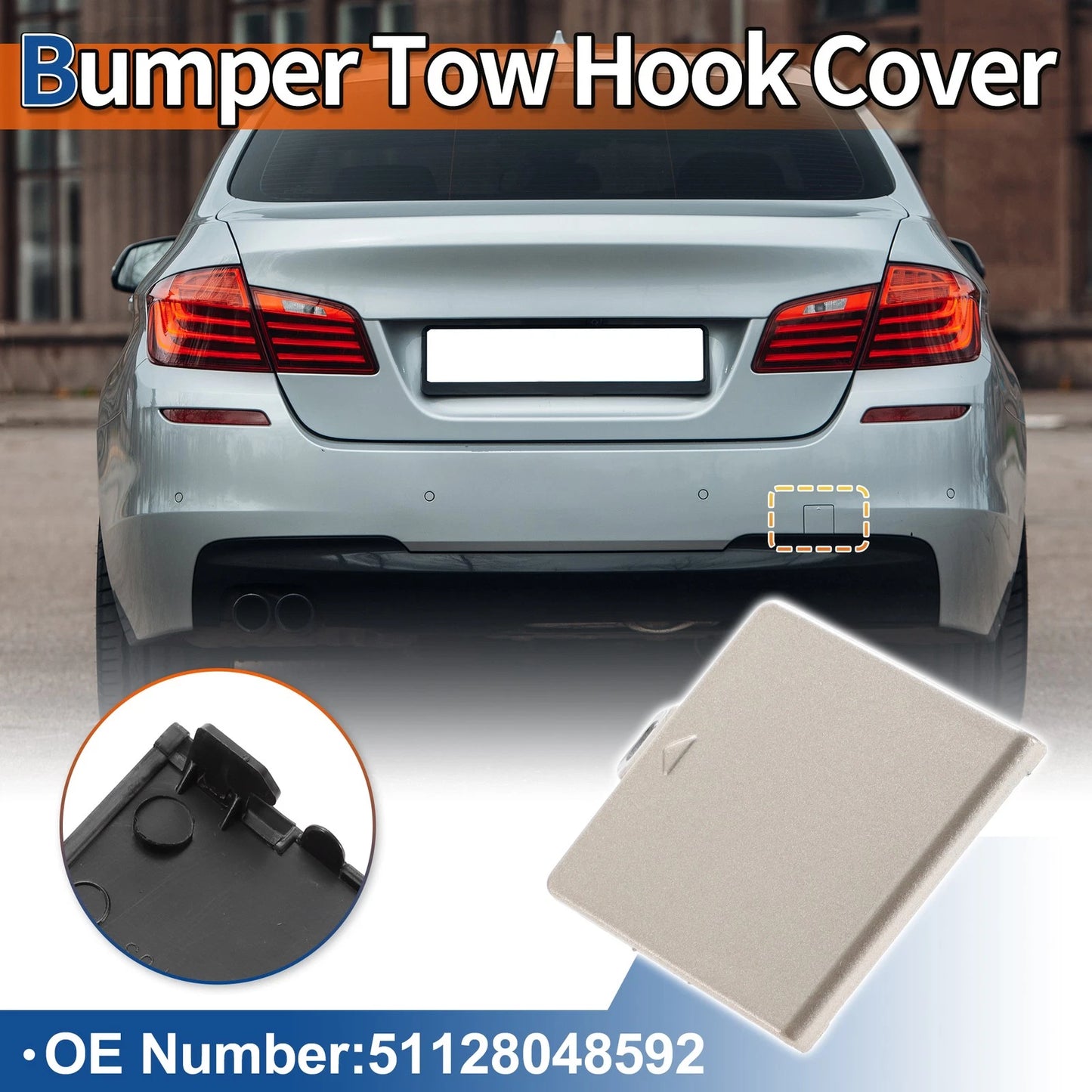 Rear Tow Hook Cover for BMW 5 Series (2011-2017) - Beige Metallic