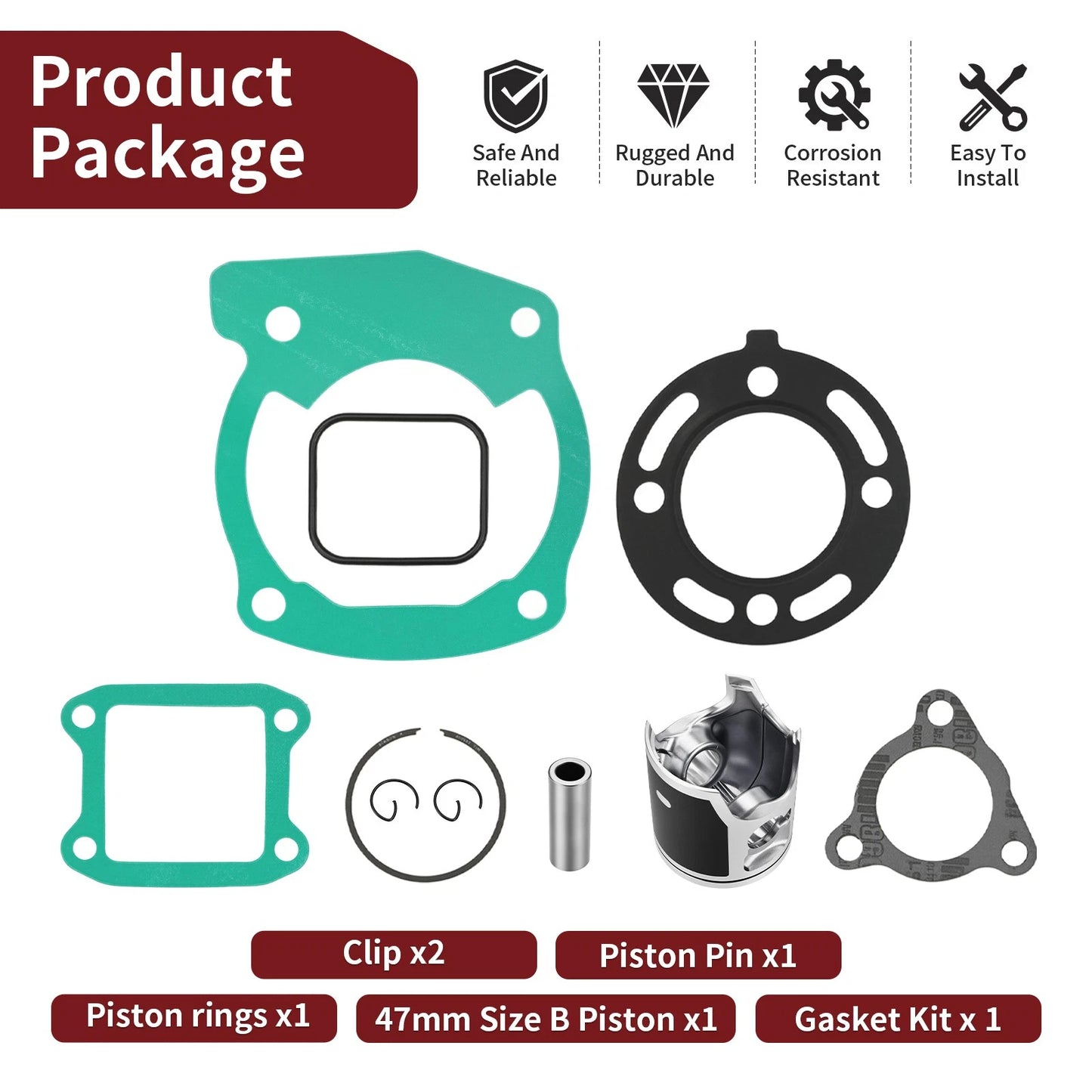 Piston Top End Gasket Kit for Honda CR80R 1992-2002 Stock Bore 47mm