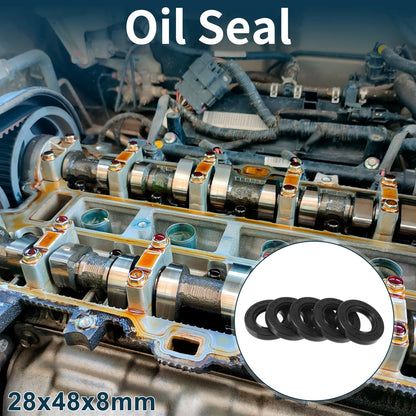 Oil Seal / 28x48x8mm / Seal Ring Rotary Shaft Seal NBR Rubber Black 5Pcs