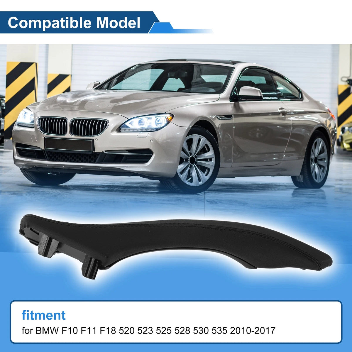 Inner Door Panel Handle for BMW F10 F11 F18 2010-2017 (2 x Black)