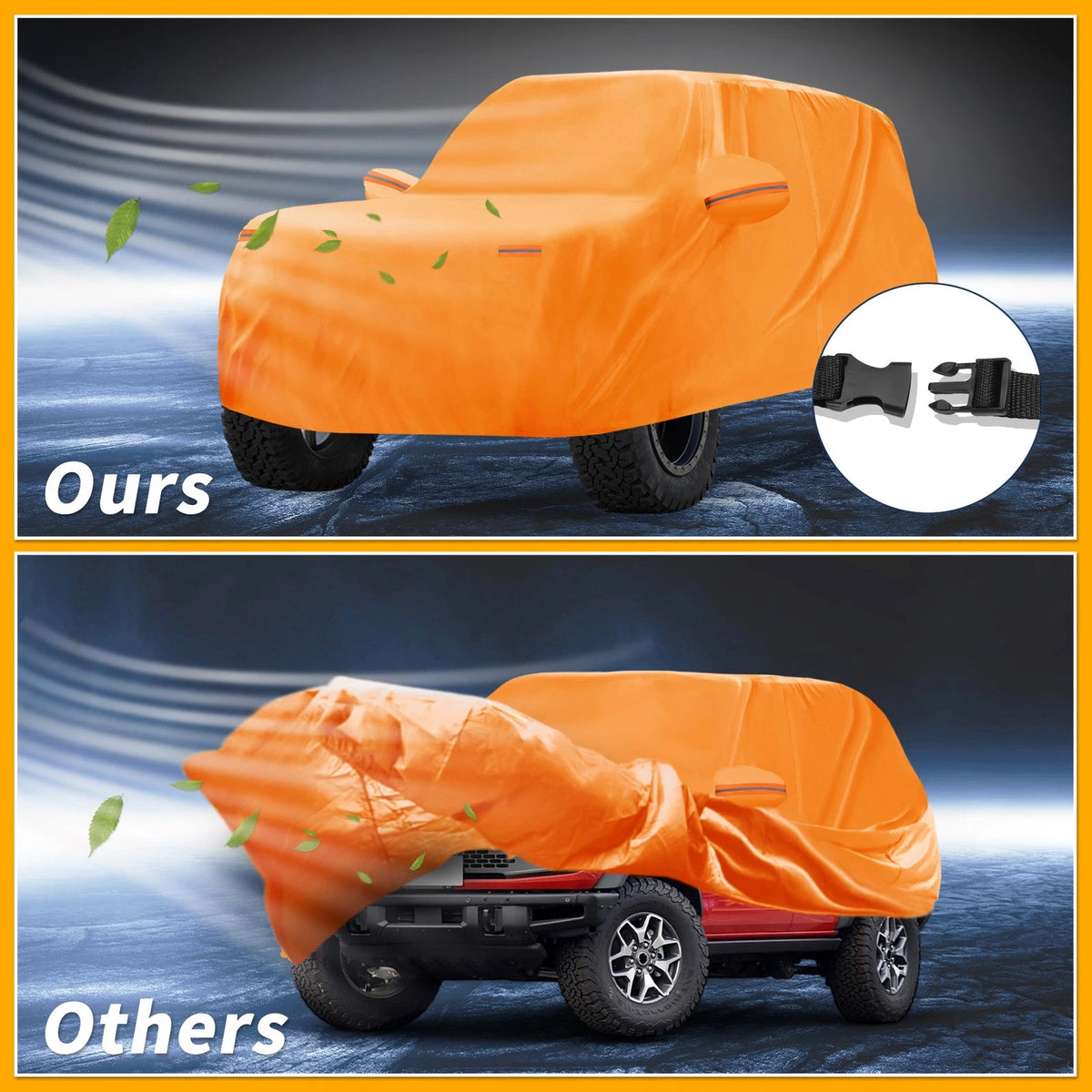 Waterproof All Weather Car Cover for Ford Bronco 4DR Orange (2021-2023)