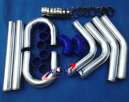 2.5" Blue Aluminum Turbo Intercooler Pipe Kit for Universal Vehicles