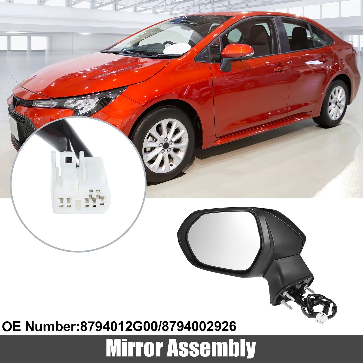 7 Pin Left Exterior Door Mirror Assembly Black for Toyota Corolla (2020–2024)
