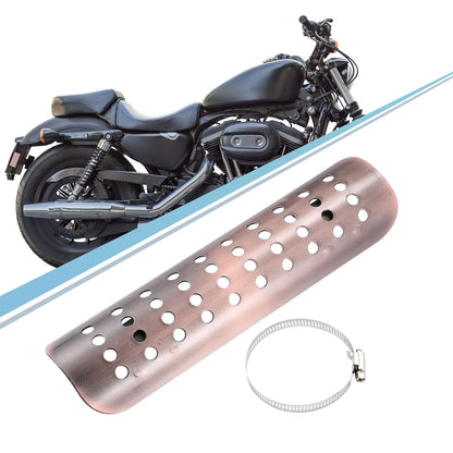 1 Set / Exhaust Pipe Heat Shield with 20mm-70mm Clamps Copper Tone for Motorcycle