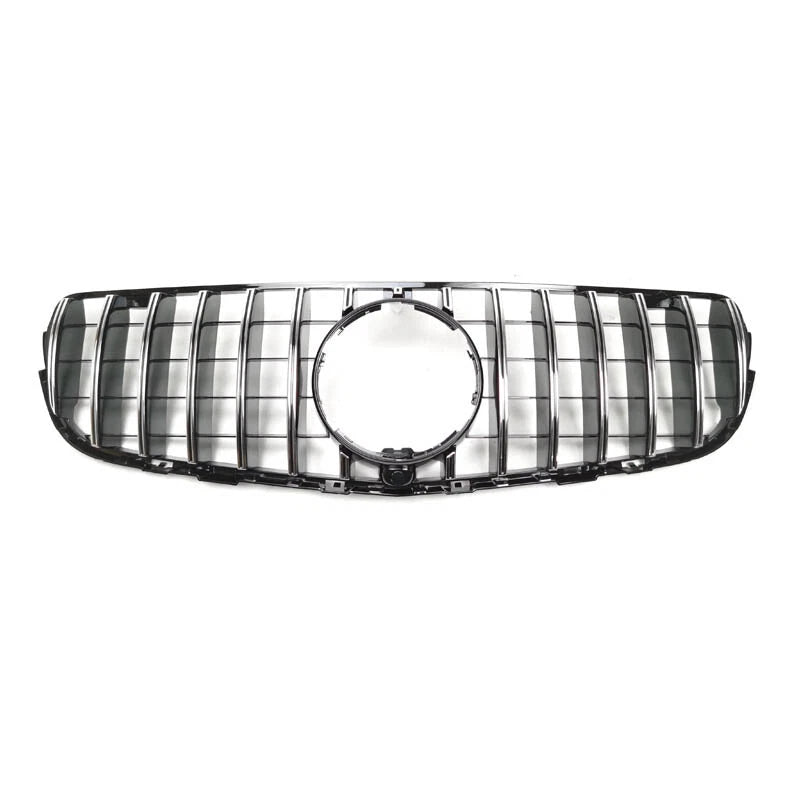 Silver+Black Front Mesh Grille for Benz GLC W253 X253 16-19 W/ Camera Hole