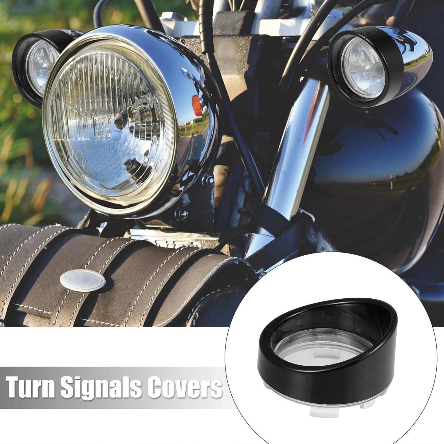 2 x Turn Signal Light Covers with Black Visor for Harley Dyna