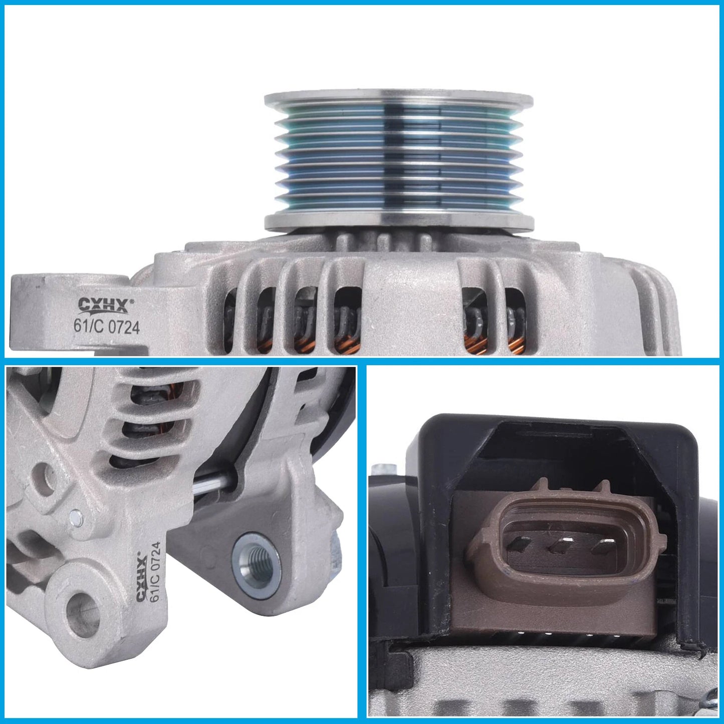 New Alternator for Toyota Highlander 2001-2003 L4 2.4L 130A 12V CW 7-Groove