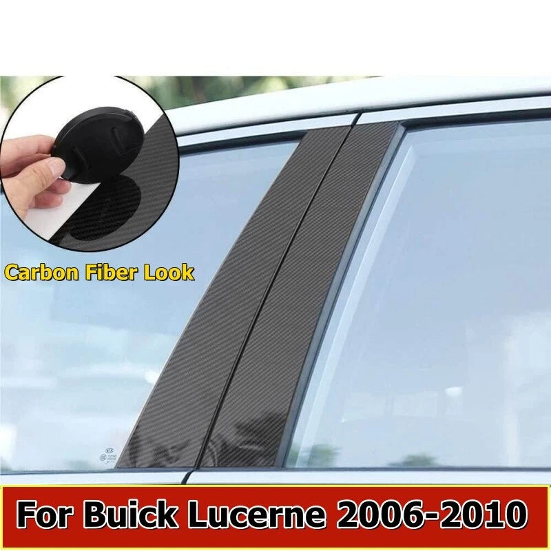6PCS CF Window Door Trim Pillar Posts Cover for Buick Lucerne (2006–2010)
