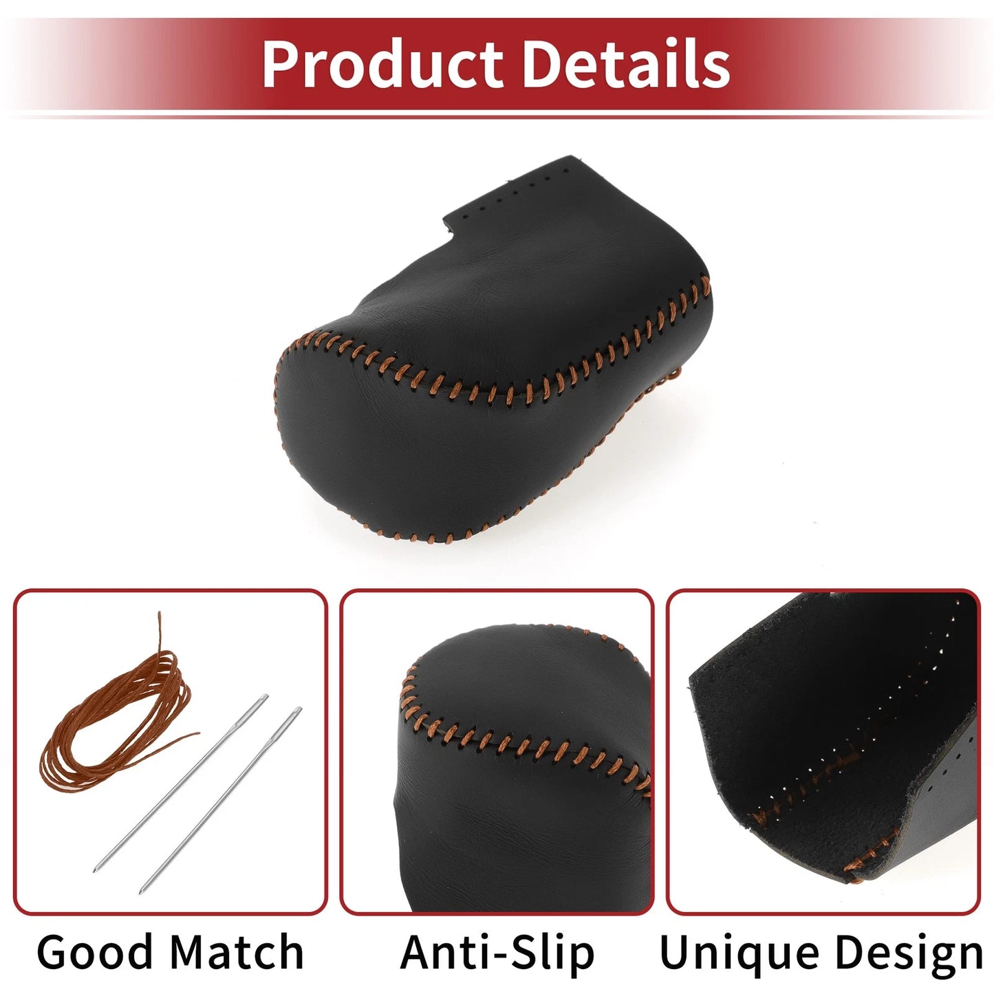 Car Gear Shift Knob Cover 1 x for Honda HR-V (2023-2024) Black Brown Faux Leather